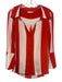 Alice + Olivia Size S White & Red Silk Striped Long Sleeve Button Up Shirt Top White & Red / S