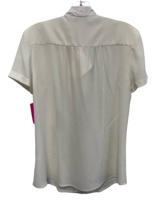 Trina Turk Size 8 Cream White Triacetate Blend Short Sleeve Button Front Top Cream White / 8