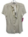 Trina Turk Size 8 Cream White Triacetate Blend Short Sleeve Button Front Top Cream White / 8