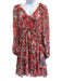 Zimmermann Size 2 White, Red & Purple Silk Floral Ruffle Tie Side Dress White, Red & Purple / 2