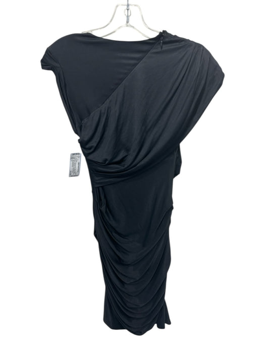 Alexander Wang Size 0 Black Viscose Blend Sleeveless Asymmetric Ruched Dress Black / 0