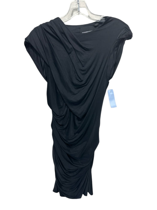 Alexander Wang Size 0 Black Viscose Blend Sleeveless Asymmetric Ruched Dress Black / 0
