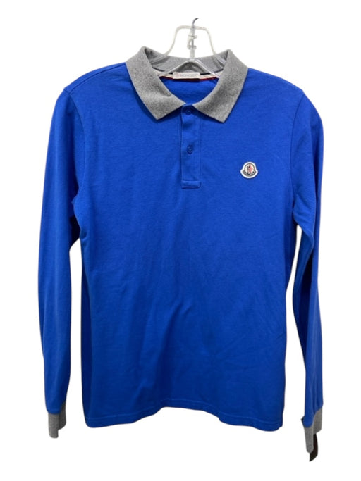 Moncler Size Est S Blue Cotton Solid Polo Men's Long Sleeve Shirt Est S