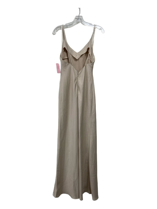 BHLDN Size 4 Beige Polyester V Neck Sleeveless Back Zip Maxi Dress Beige / 4