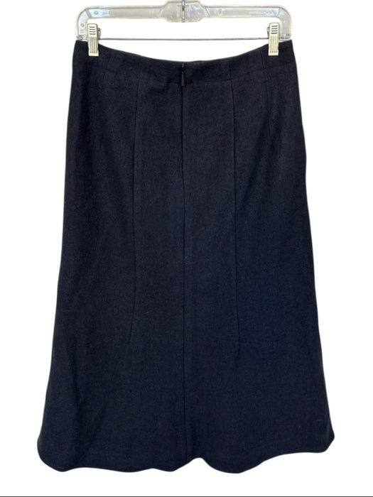 Tibi Size 6 Navy Wool Back Zip Midi Skirt Navy / 6