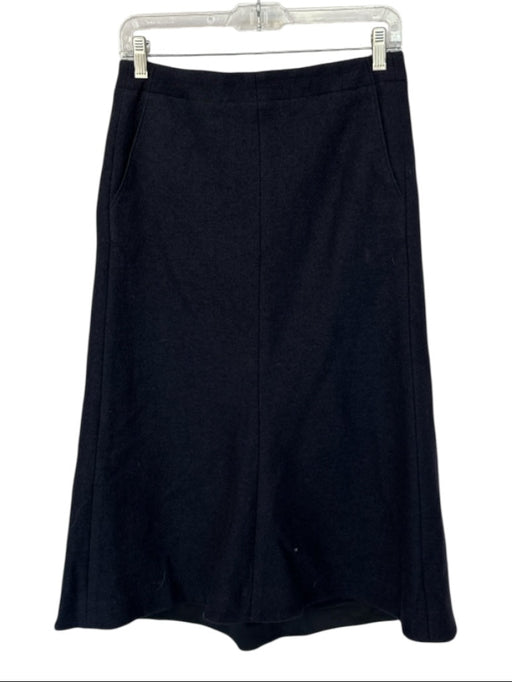 Tibi Size 6 Navy Wool Back Zip Midi Skirt Navy / 6