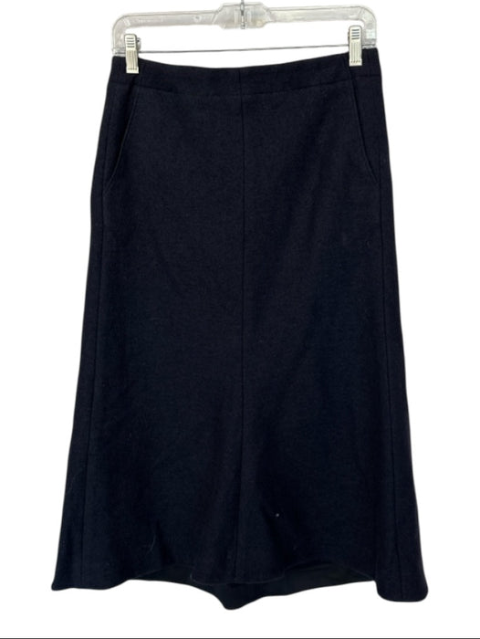 Tibi Size 6 Navy Wool Back Zip Midi Skirt Navy / 6