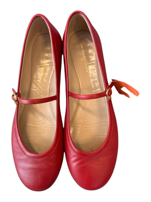 Gianvito Rossi Shoe Size 38 Red Leather Gold hardware Strap Mary Jane Flats Red / 38