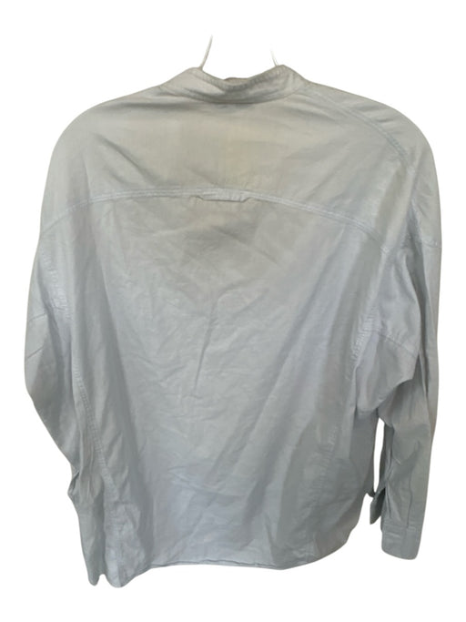 Vince Size S Light Blue Cotton & Silk Long Sleeve Half Button Raw Hem Top Light Blue / S