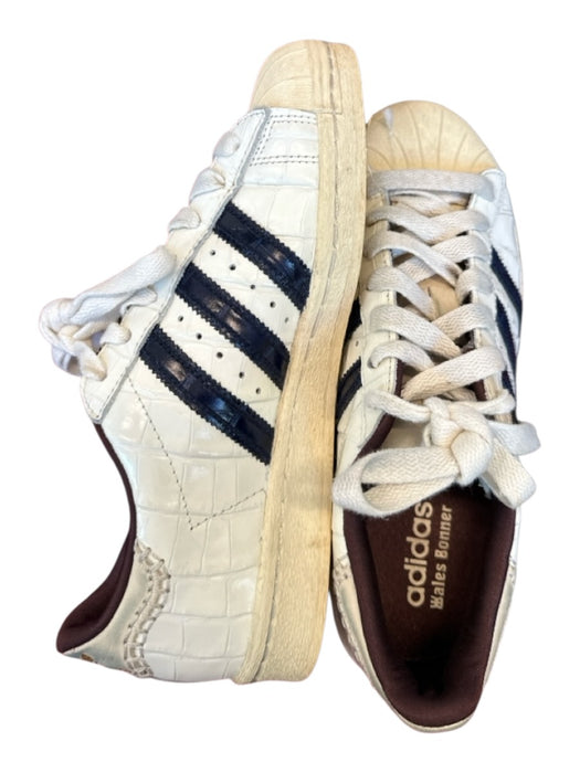 Adidas x Wales Bonner Shoe Size 7.5 White & Navy Leather Croc Embossed Sneakers White & Navy / 7.5
