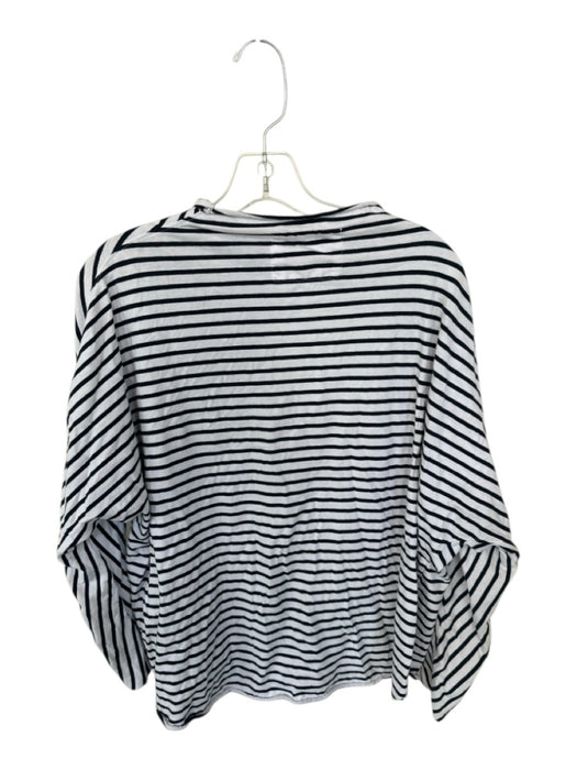 Frank & Eileen Size S Navy & white Cotton Mock Neck Striped Long Sleeve Top Navy & white / S