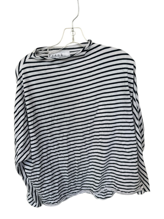 Frank & Eileen Size S Navy & white Cotton Mock Neck Striped Long Sleeve Top Navy & white / S