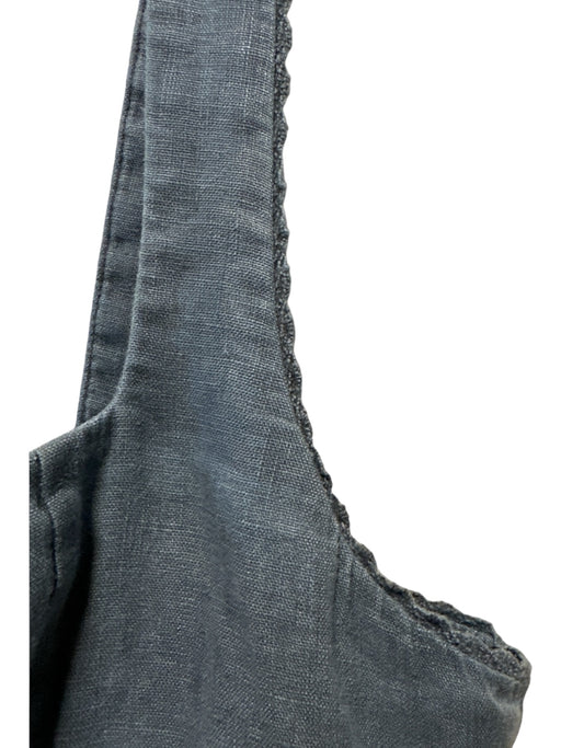 Zara Size L Slate Gray Linen Sleeveless Maxi Dress Slate Gray / L