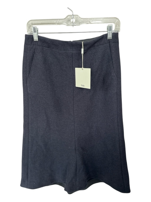 Tibi Size 6 Navy Wool Back Zip Midi Skirt Navy / 6