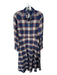 Uni Q Lo Size S Navy & Maroon Cotton Long Sleeve Plaid Button Down Maxi Dress Navy & Maroon / S