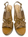 Yves Saint Laurent Shoe Size 41 Brown & Gold Patent Stackable Open Toe Wedges Brown & Gold / 41