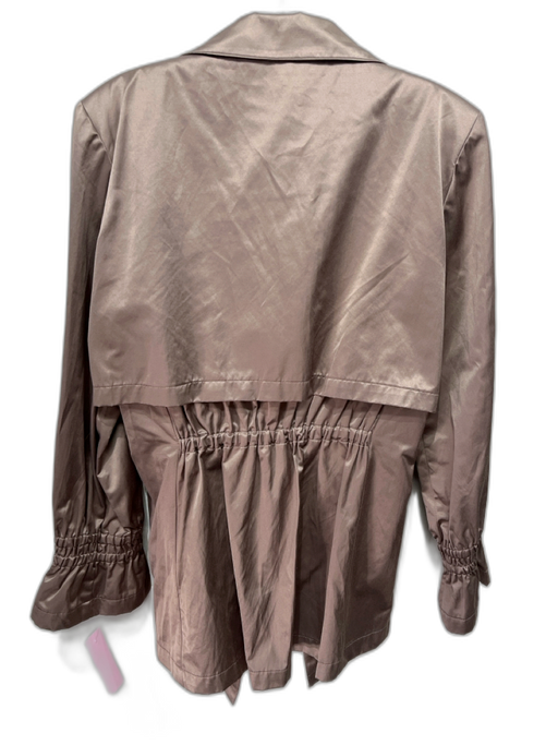 Finley Size S Taupe Cotton Blend Satin Feel Drawstring Waist Smocked Cuff Jacket Taupe / S
