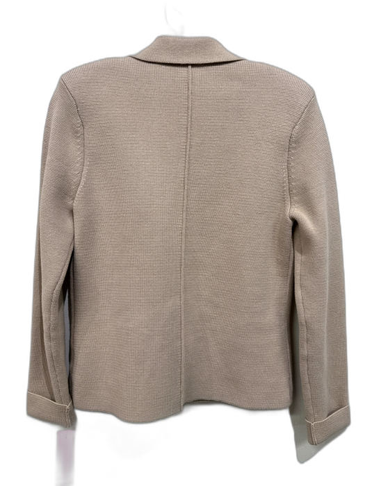 L'agence Size M Taupe Cotton Blend Rib Knit Gold Button Detail Jacket Taupe / M