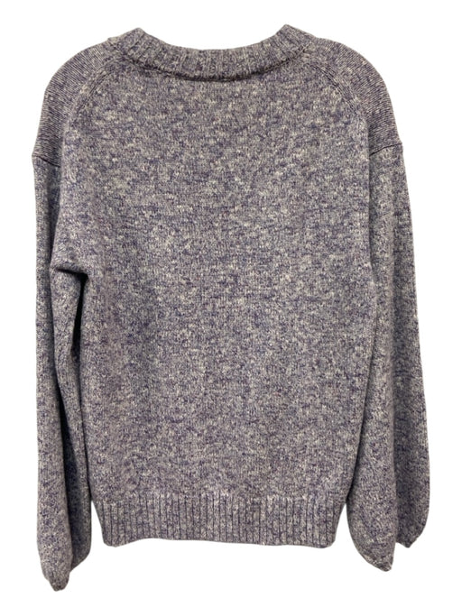 J Crew Size M Purple & White Cotton Blend Heathered Crew Neck Sweater Purple & White / M