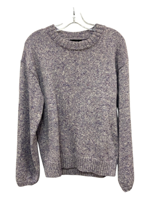 J Crew Size M Purple & White Cotton Blend Heathered Crew Neck Sweater Purple & White / M