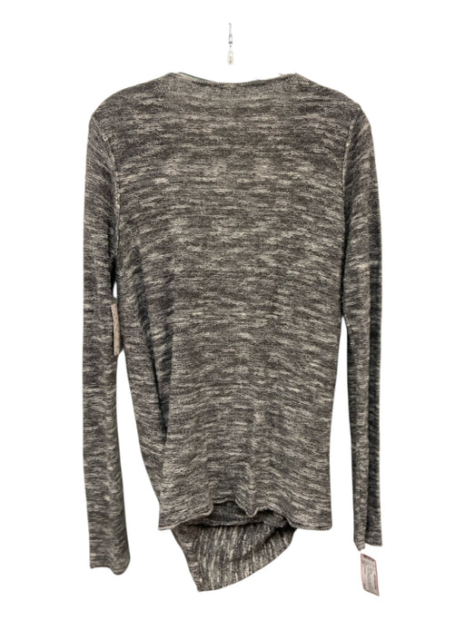 Free People Size L Gray & Cream Cotton Blend Long Sleeve Heathered Sweater Gray & Cream / L