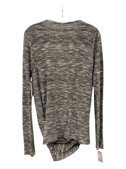 Free People Size L Gray & Cream Cotton Blend Long Sleeve Heathered Sweater Gray & Cream / L