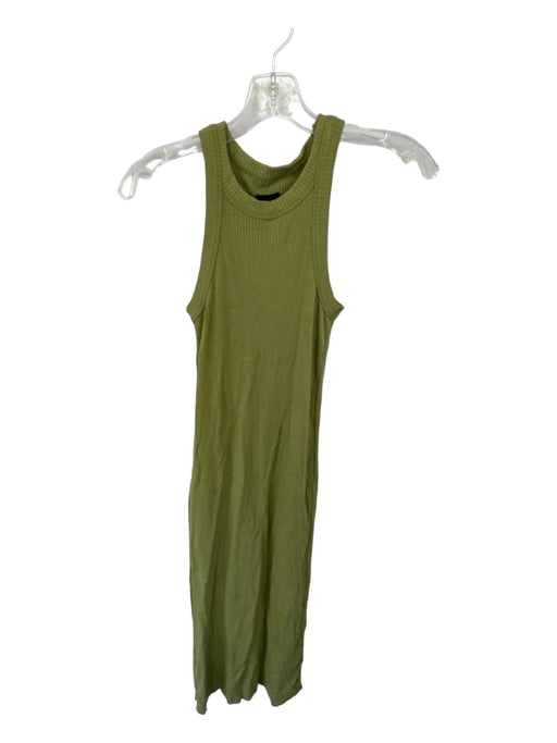 WSLY Size S Green Modal Blend Sleeveless Ribbed Midi Dress Green / S