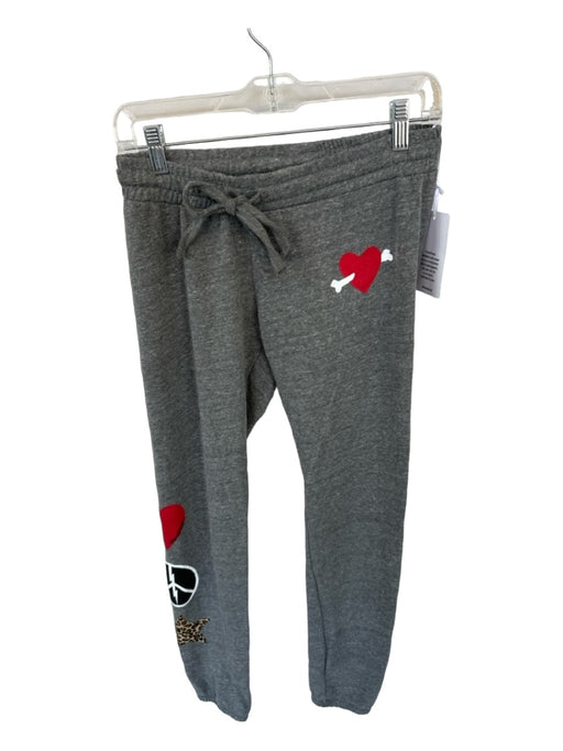 Lauren Moshi Size XS Gray & Red Cotton Drawstring Hearts Jogger Pants Gray & Red / XS