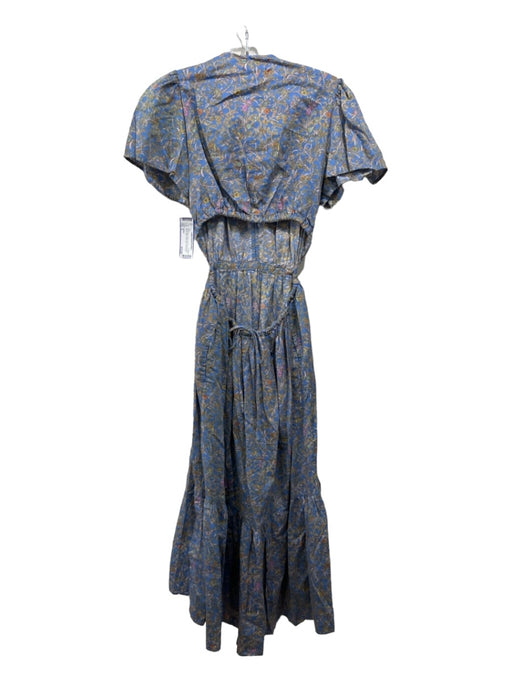 XiRENA Size S Blue & Multi Cotton All Over Print Short Sleeve Maxi Dress Blue & Multi / S