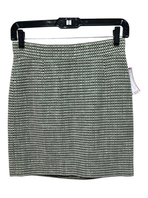 Proenza Schouler Size 2 Green, Black, White Cotton Blend Back Zip Boucle Skirt Green, Black, White / 2