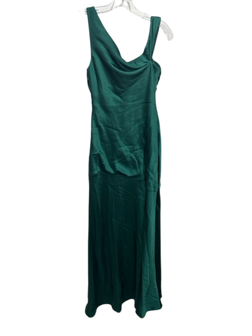 Revelry Size 4 Emerald Green Polyester Satin Side Slit Side Gather Gown Emerald Green / 4