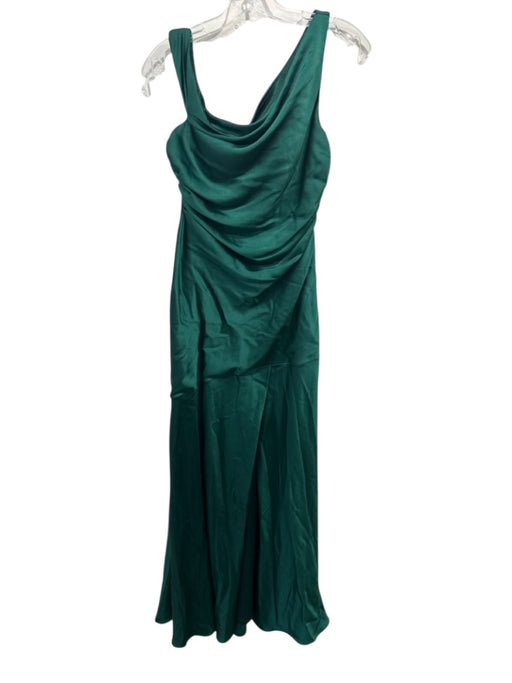 Revelry Size 4 Emerald Green Polyester Satin Side Slit Side Gather Gown Emerald Green / 4