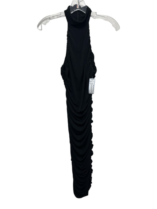 Nookie Size M Black Polyester Blend Boning Ruched Body Con Midi Dress Black / M