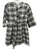 Ganni Size 34 / XS Black, White, Yellow Linen & Silk Plaid Tie Detail Dress Black, White, Yellow / 34 / XS