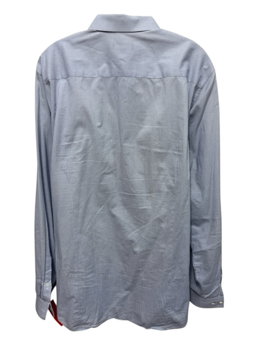 Theory Size 16.5 Blue & White Cotton Blend Micro Button Up Long Sleeve Shirt Blue & White / 16.5