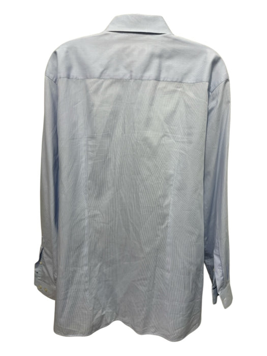 Ted Baker Size 17 Light Blue & White Cotton Striped Button up Long Sleeve Shirt Light Blue & White / 17
