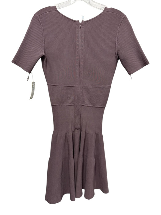 Issa London Size M Brown Rayon & Spandex V Neck Short Sleeve Ribbed Dress Brown / M