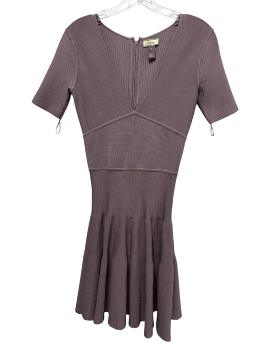 Issa London Size M Brown Rayon & Spandex V Neck Short Sleeve Ribbed Dress Brown / M