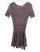 Issa London Size M Brown Rayon & Spandex V Neck Short Sleeve Ribbed Dress Brown / M