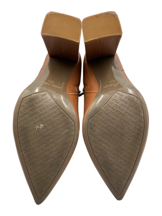 Marc Fisher Shoe Size 7.5 Tan Brown Leather Upper Pointed Toe Side Zip Boots Tan Brown / 7.5