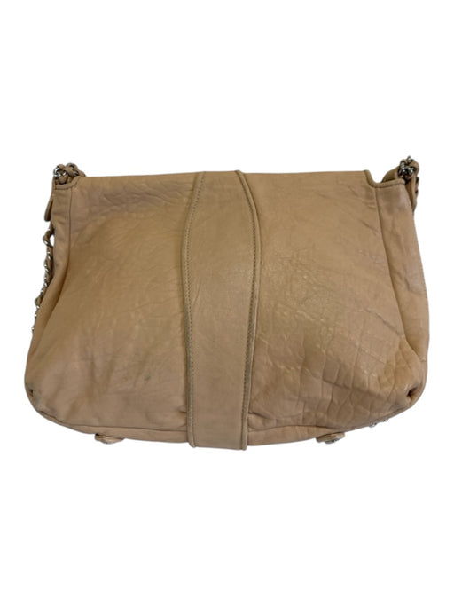 MCM Nude Beige Leather Silver Hardware Braided chain Top Flap Messenger Bag Nude Beige