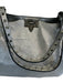 Valentino Silver Leather Pebbled Rock Studs Shoulder Strap Tote Bag Silver