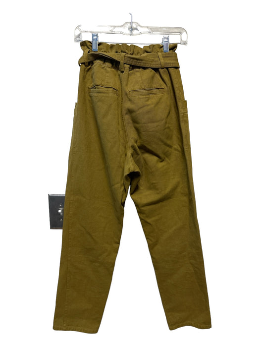 Sea New York Size 2 Olive Cotton Paperbag Waist Button Detail Straight Pants Olive / 2