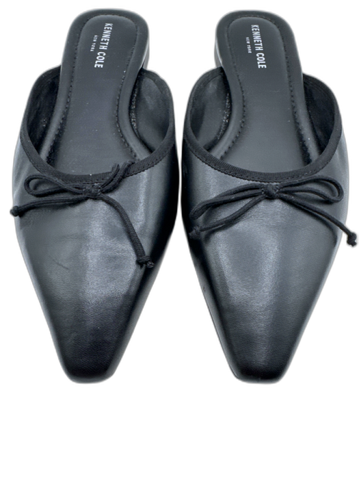 Kenneth Cole Shoe Size 10 Black Leather Pointed Toe Slip On Mule Flats Black / 10