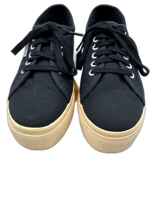 Superga Shoe Size 8.5 Black & Cream Textile Platform Low Top Lace Up Sneakers Black & Cream / 8.5