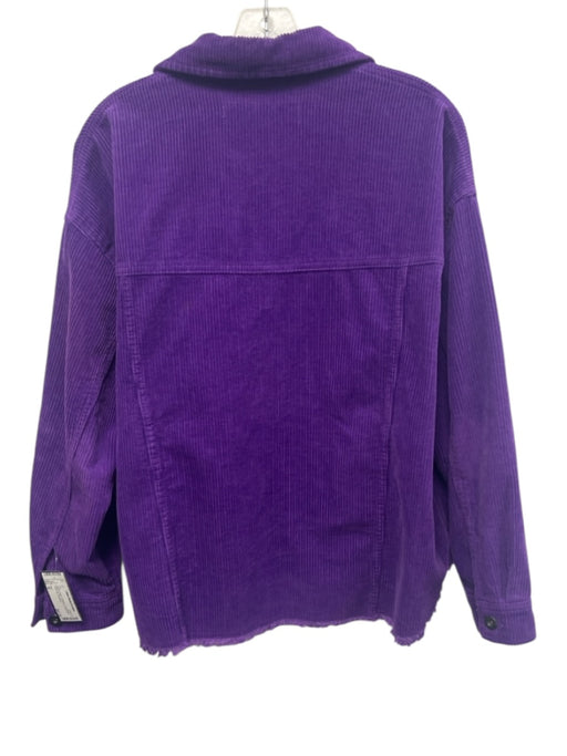 Zara Size M Purple Cotton Corduroy Long Sleeve Button Up Top Purple / M