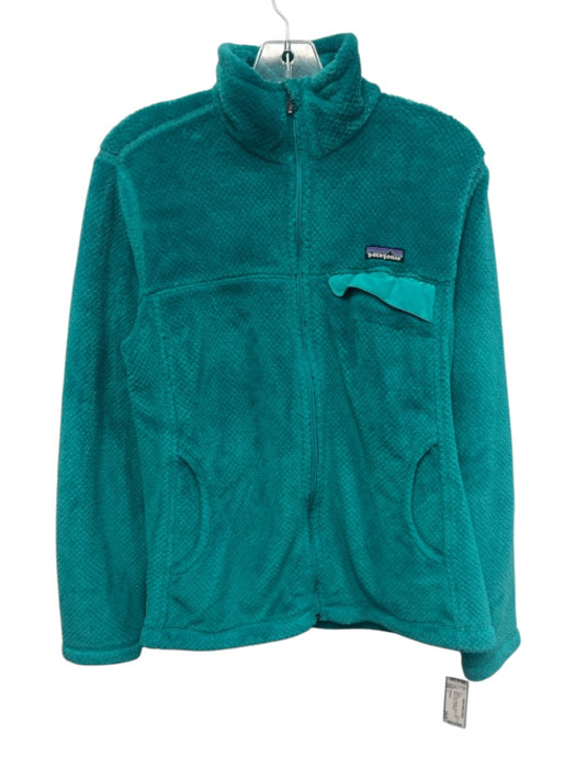 Patagonia Size L Green blue Polyester Fleece Long Sleeve Zip Up Jacket Green blue / L