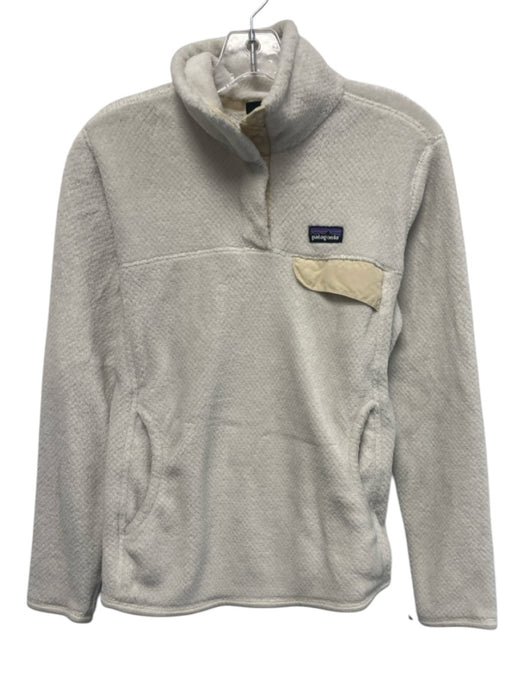 Patagonia Size M White Polyester Fleece 1/4 Button Pockets Jacket White / M