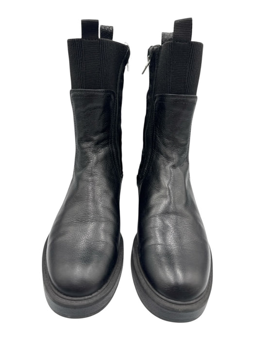 Dolce Vita Shoe Size 10 Black Leather Side Zip Chelsea Round Toe Platform Boots Black / 10