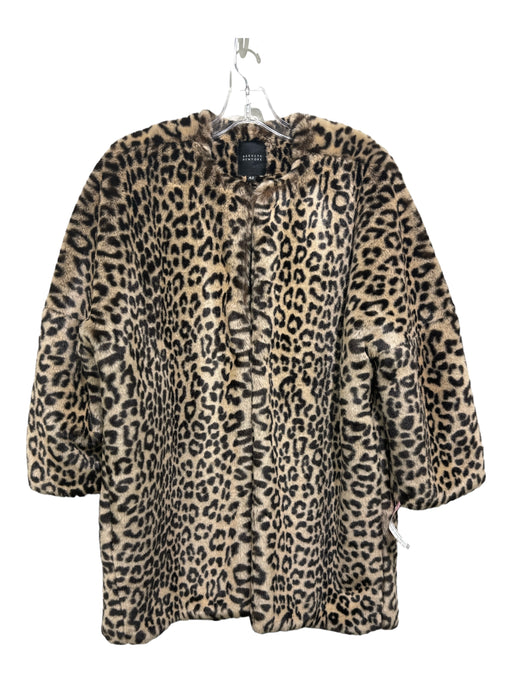 Barneys New York Size 42 Beige & Black Acrylic Leopard Print Pockets Coat Beige & Black / 42